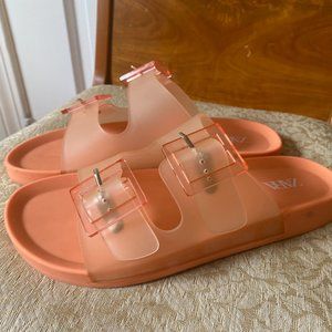 Zara Rubberized Buckle Slides
